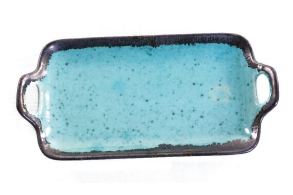 Dolni Studio Handmade Tray with katoris Sky Blue with Gray rime