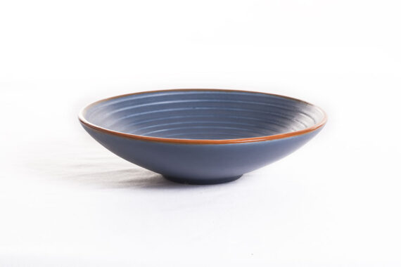 Dolni Studio Stoneware Ceramic navy-blue with rust rim pasta plate