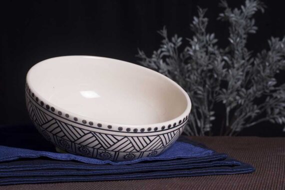 Dolni Studio handprinted Serving Bowl tribal pattern