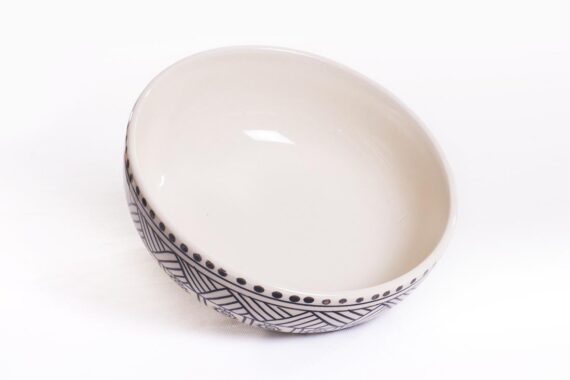 Dolni Studio handprinted Serving Bowl tribal pattern