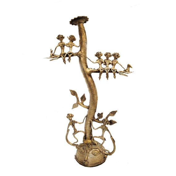 Dolni Studio Dokra Art/ Metal Art Tree of Life Tribal Art Candle Stand