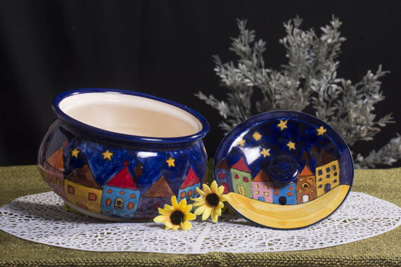 Dolni Studio Stoneware Ceramic starry night Handi with lid