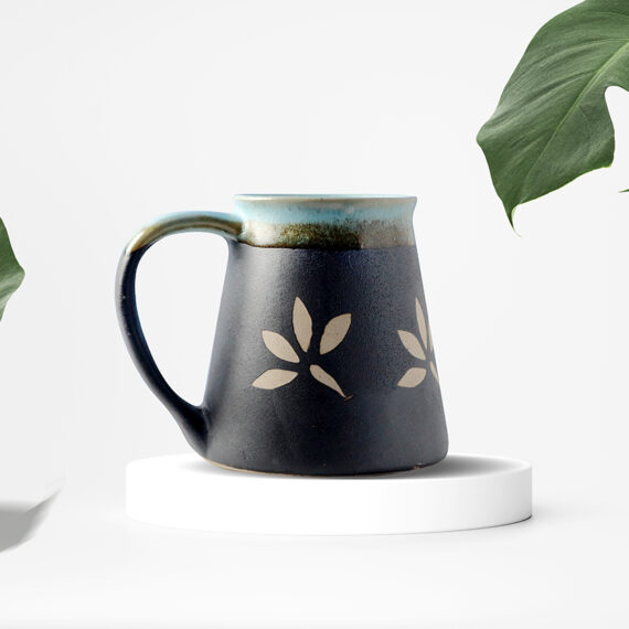 Dolni Studio tea mugs/coffee mugs leaf printed set of two-(250ml)