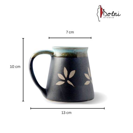 Dolni Studio tea mugs/coffee mugs leaf printed set of two-(250ml)