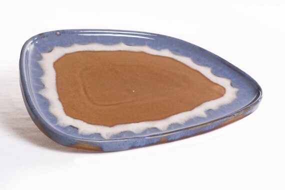 Dolni Studio Stoneware Ceramic Rust, Blue and white Quadrilateral snack/ fry serving Platter