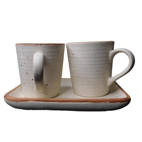 Dolni Studio Ceramic CoffeeSet Cinnamon Sprinkle Mug With Tray