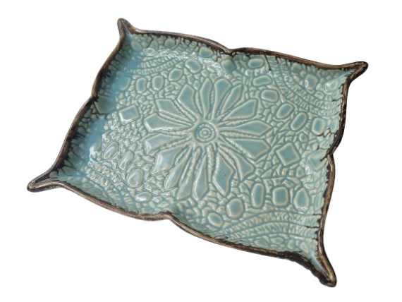 Dolni Studio Rectangular Platter Sky Blue Relief Design